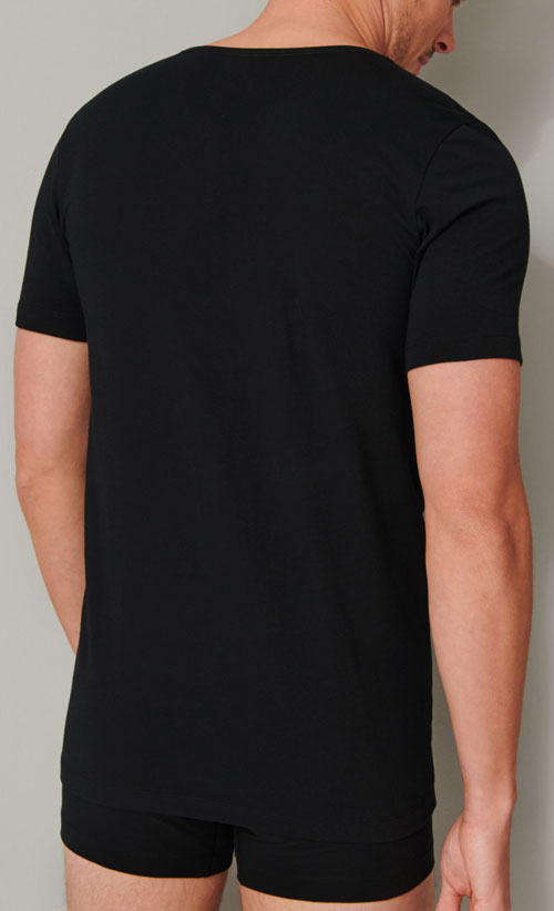 Schiesser V-hals T-shirts zwart 95-5 achterkant