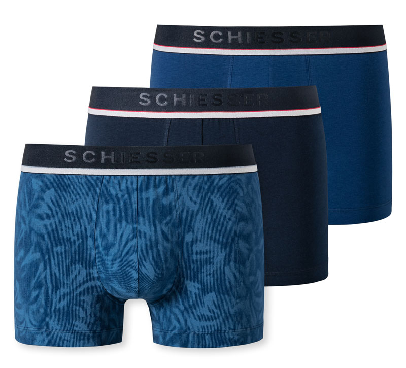 Schiesser boxershorts 3-pack blauw 