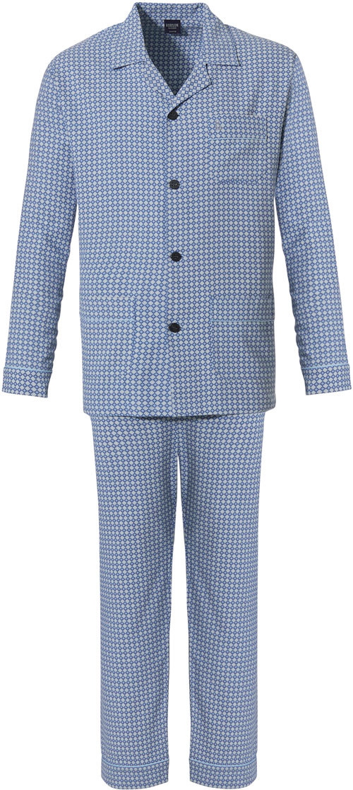 Robson knopen pyjama blauw met print voorkant