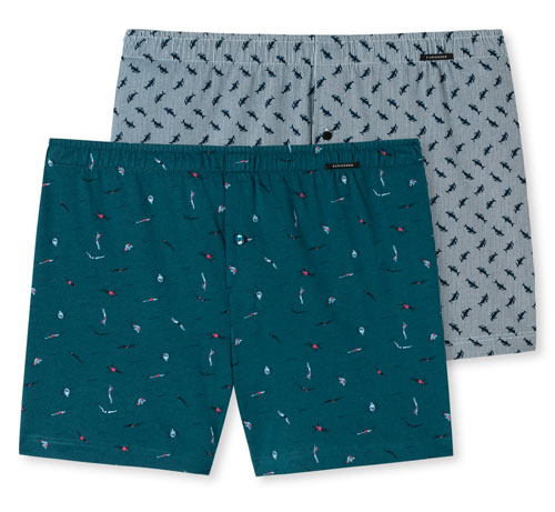 Schiesser Jersey boxers 2-pack groen-print