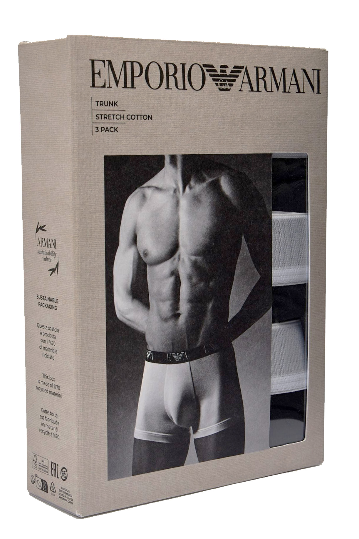 Armani boxers - trunk EA logo band 3-pack zwart