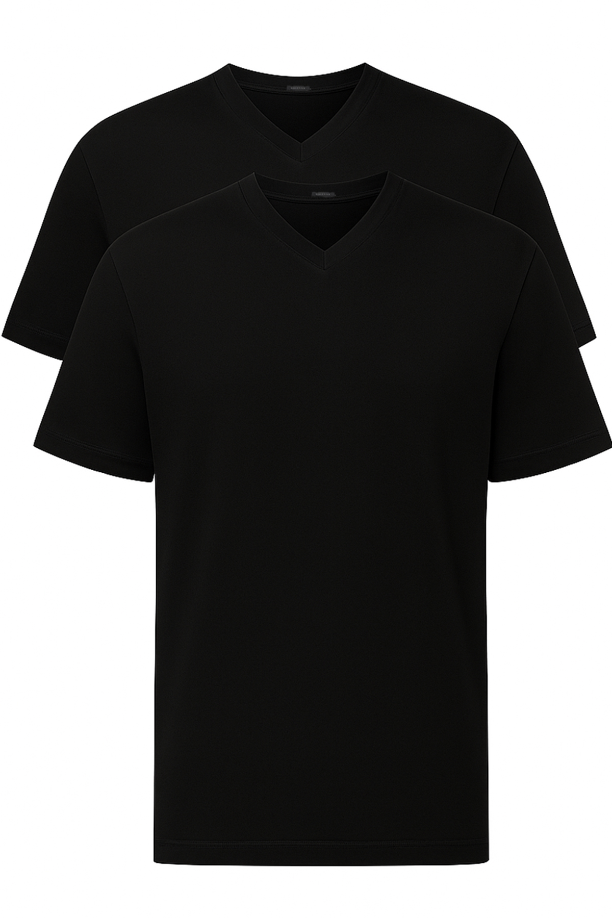 Schiesser American T-shirt V-hals 2-pack zwart