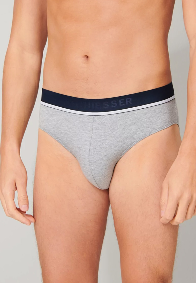 Schiesser Rio slips 95/5 blauw-zwart-grijs 3-pack