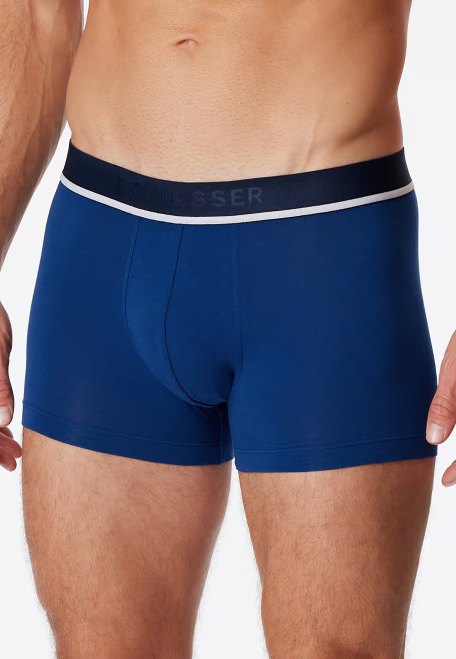 Schiesser Boxershorts 95/5 3-pack blauw-zwart