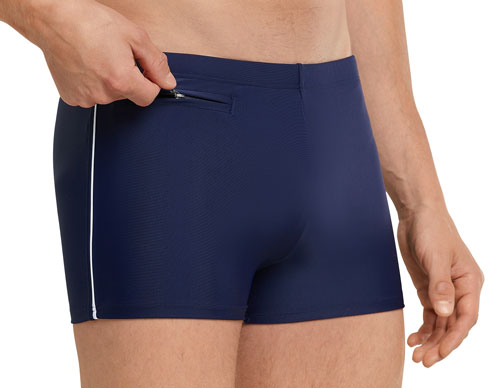 Schiesser zwemboxer met rits blauw zijkant