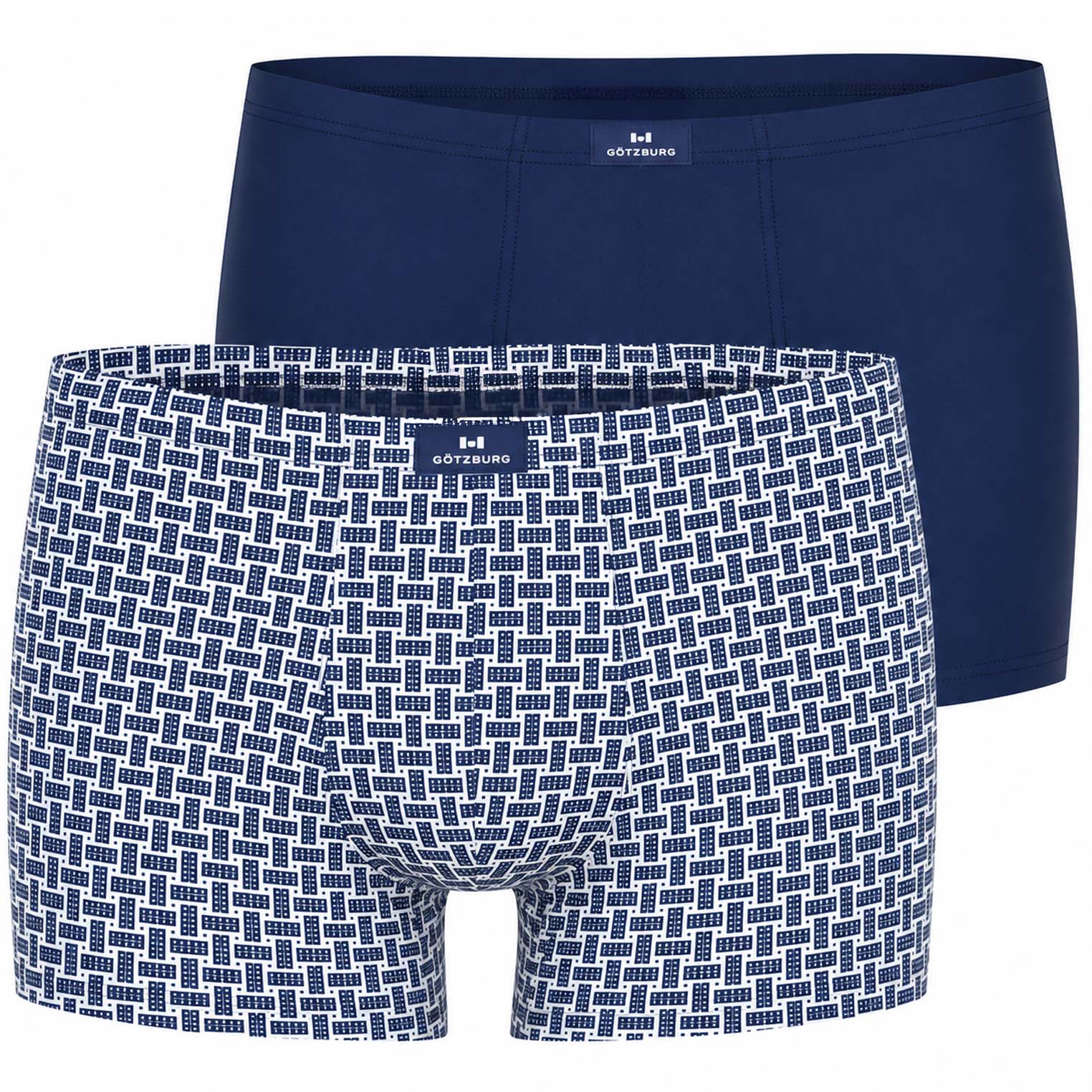 Gotzburg boxershorts 2-pack print-effen blauw