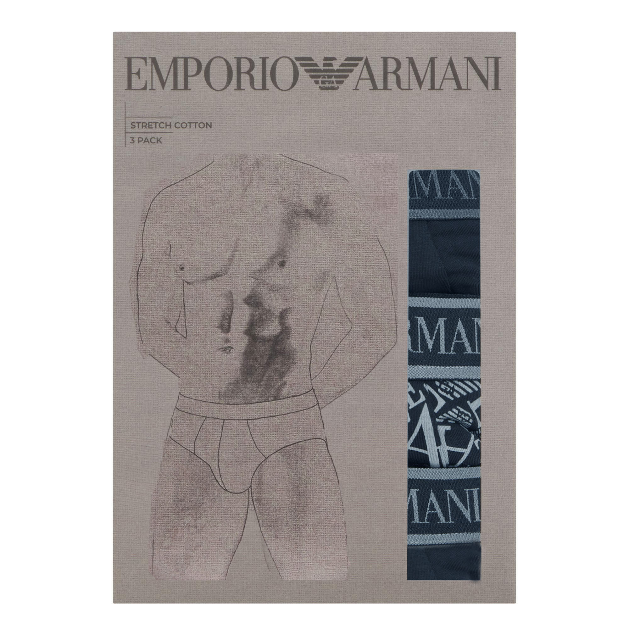 Armani Heren Slips 3-pack met logo blauw