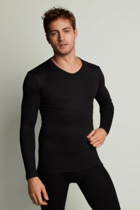 Ten Cate Thermo V-shirt lange mouw zwart