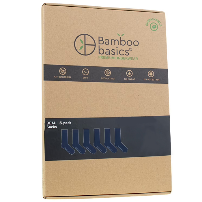 Bamboo basics sokken Beau 6-paar blauw