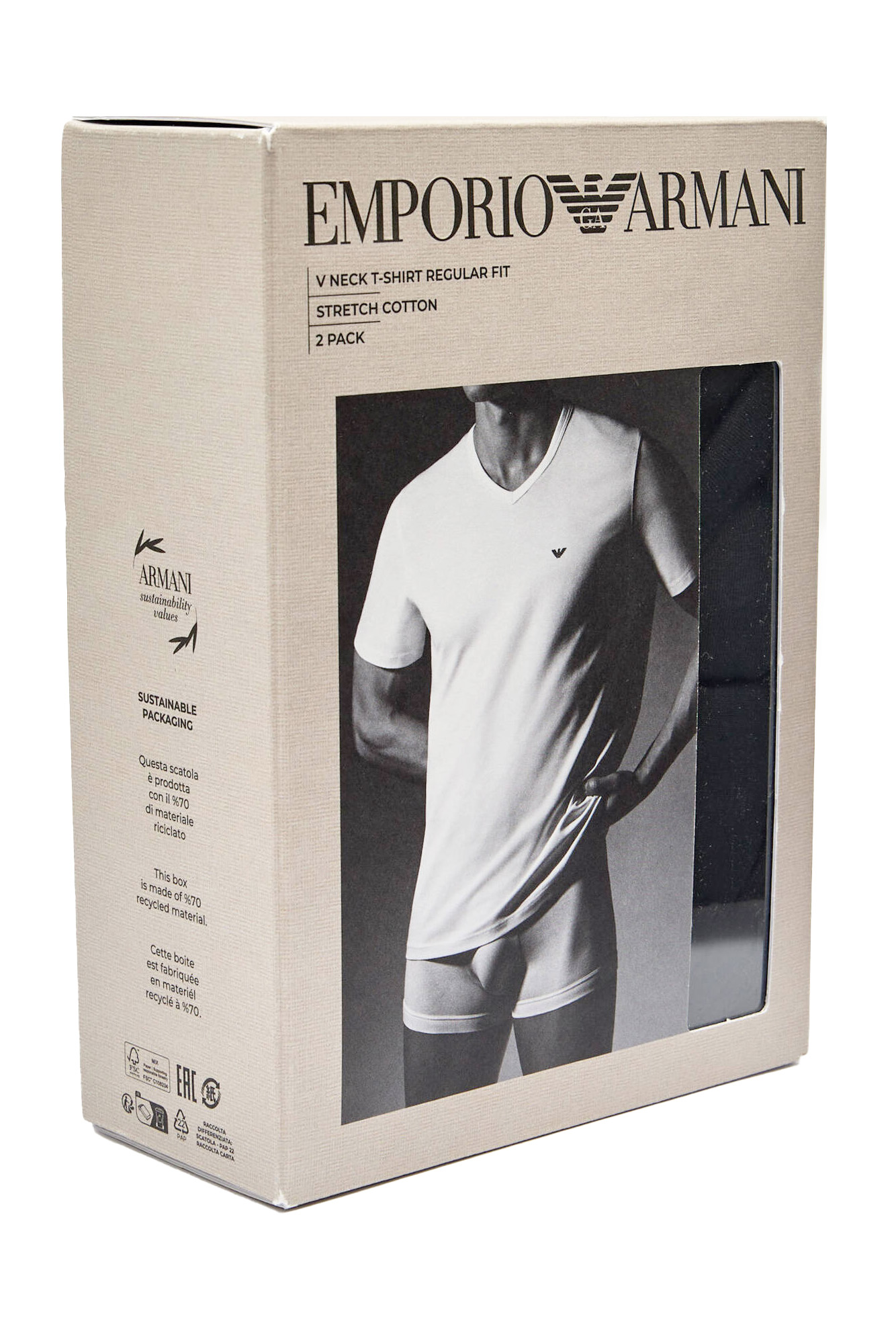 Armani T-shirts met V-hals 2-pack zwart