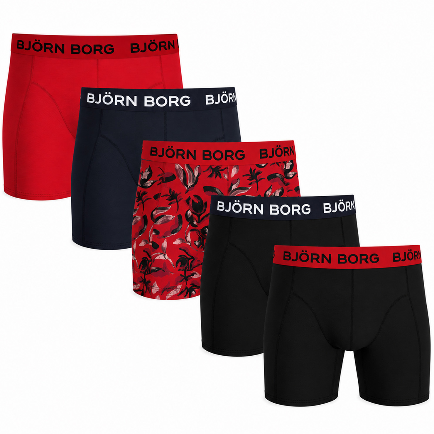 Bjorn Borg boxershorts cotton stretch 5-pack rood/print