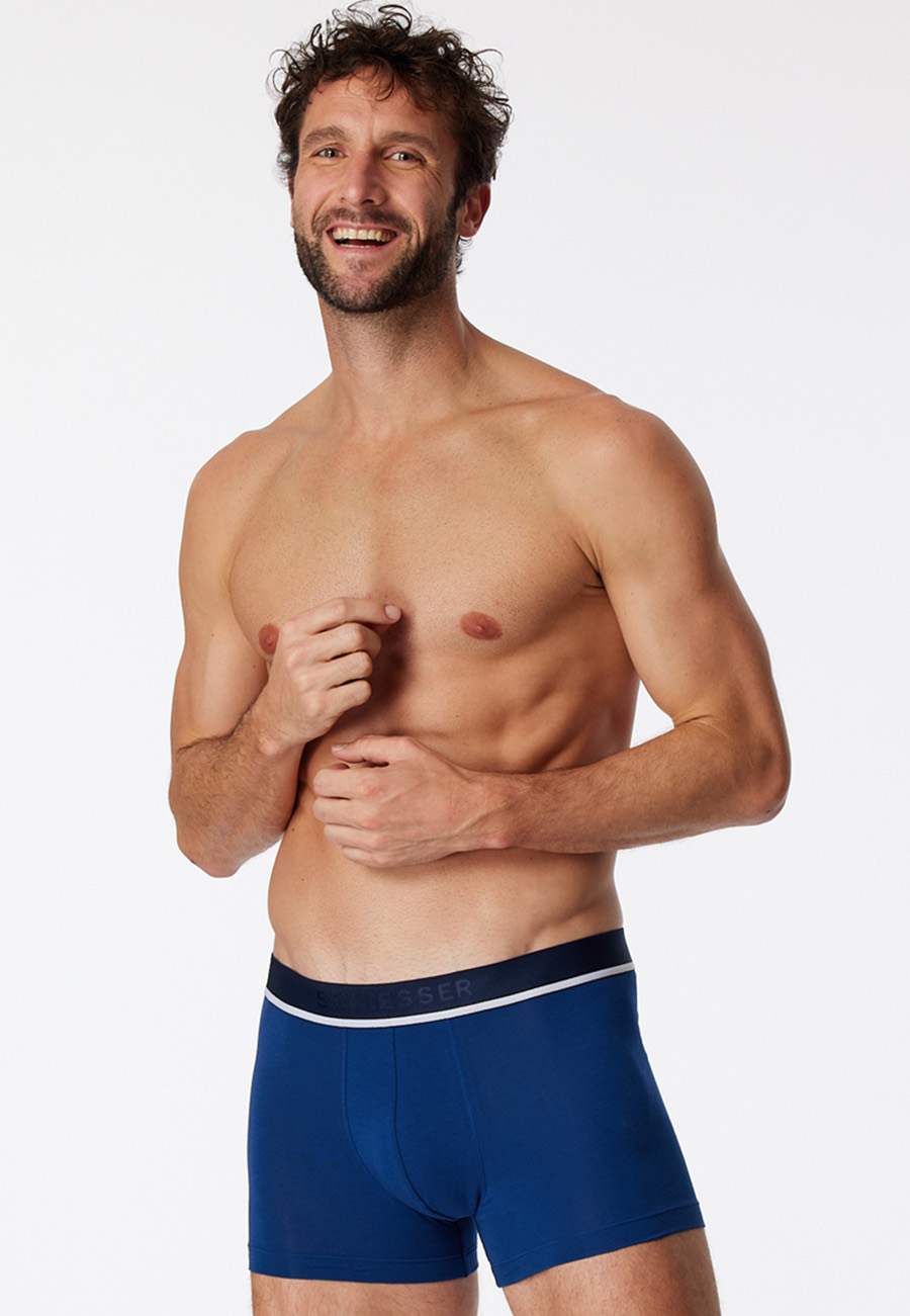Schiesser Boxershorts 95/5 3-pack blauw-zwart
