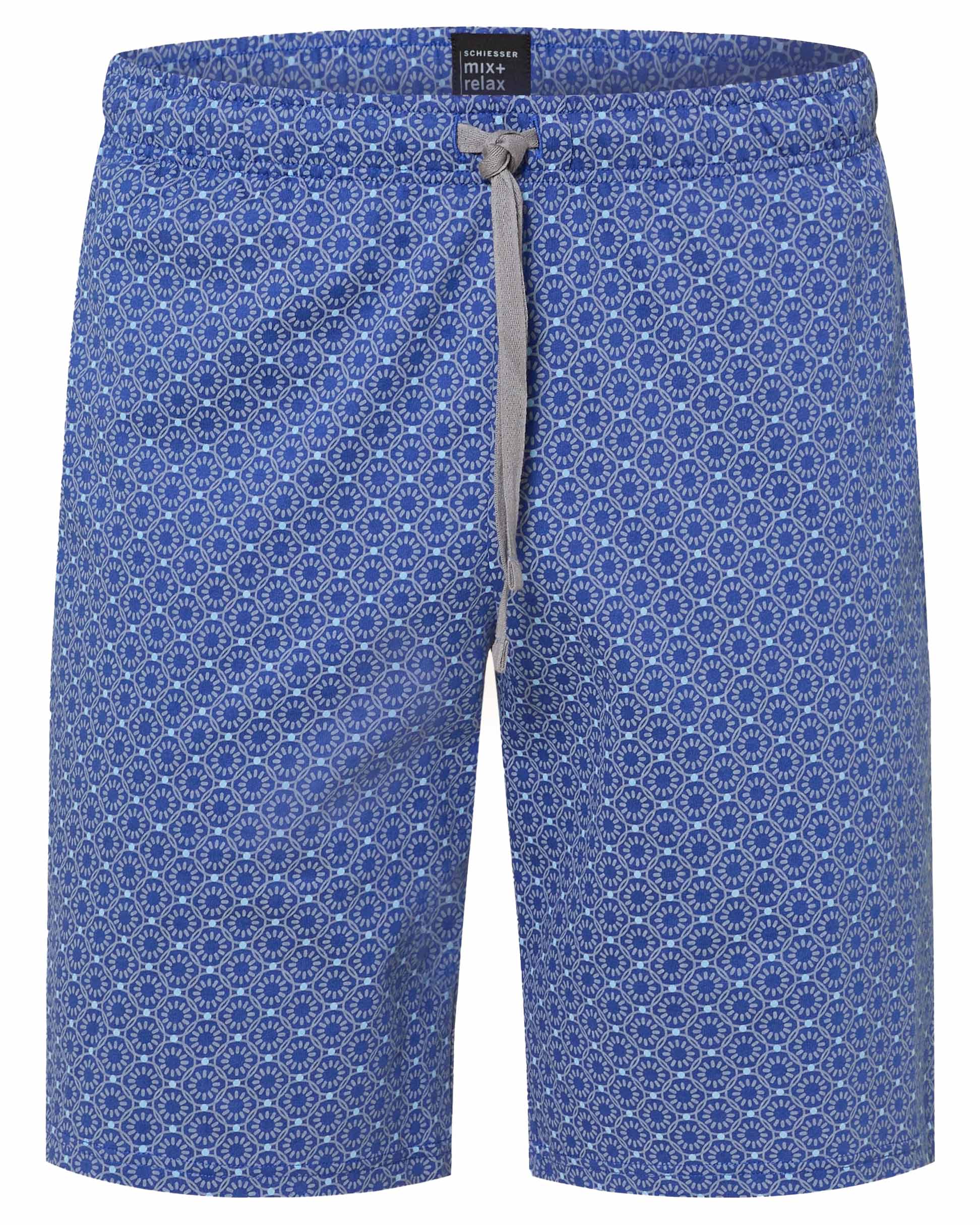 Schiesser pyjama bermuda jersey blauw met printje 
