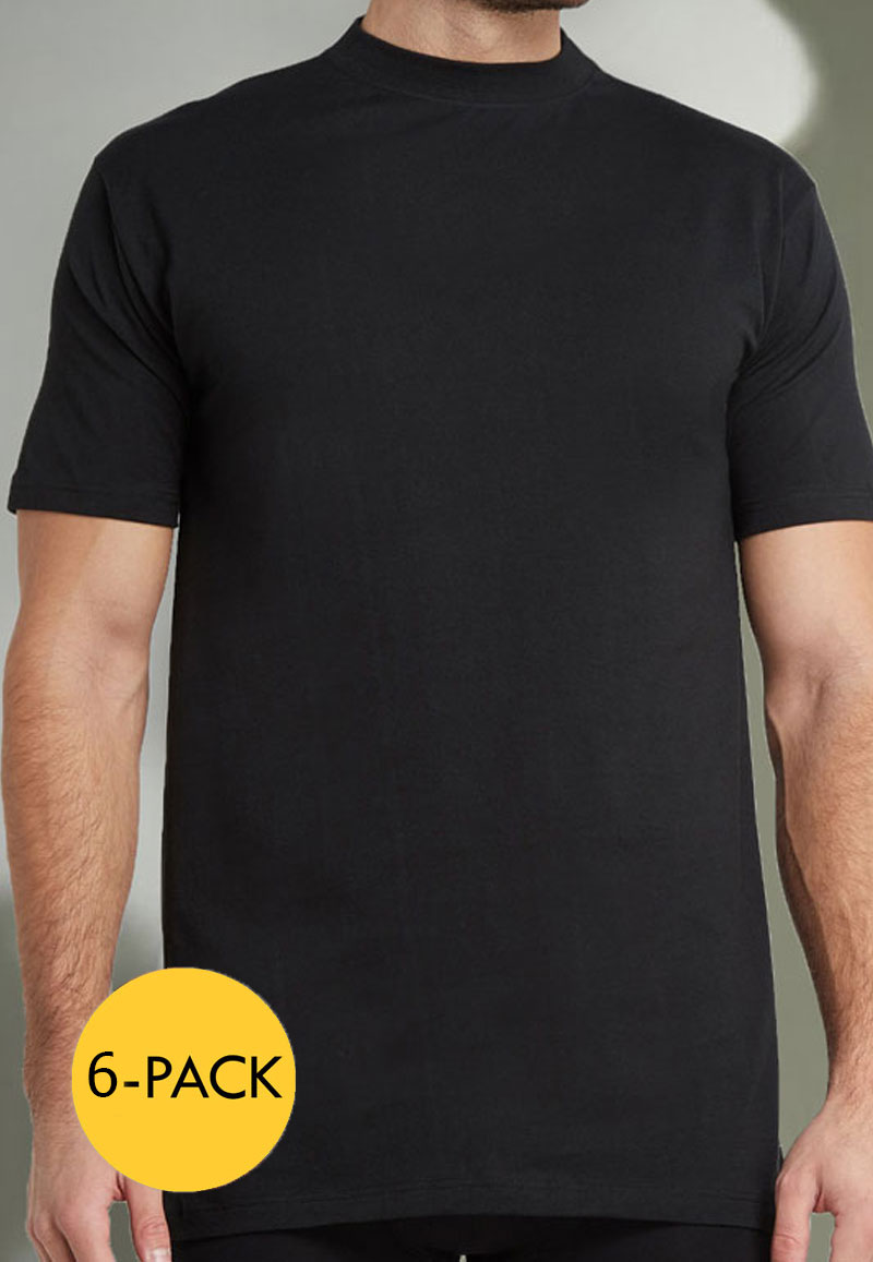 Hom T-shirt Harro met hoge boord zwart actie 6-pack 