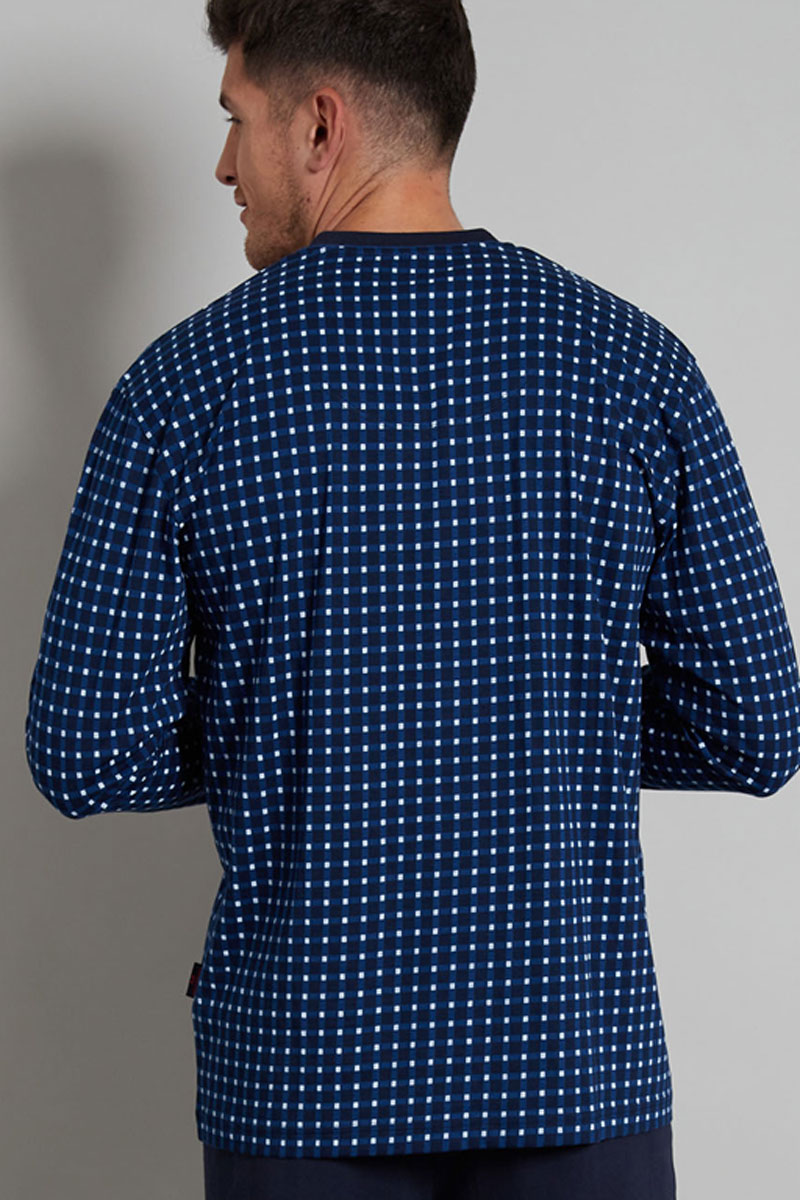 Gotzburg Pyjama V-hals blauw met rechte pijpen blauw