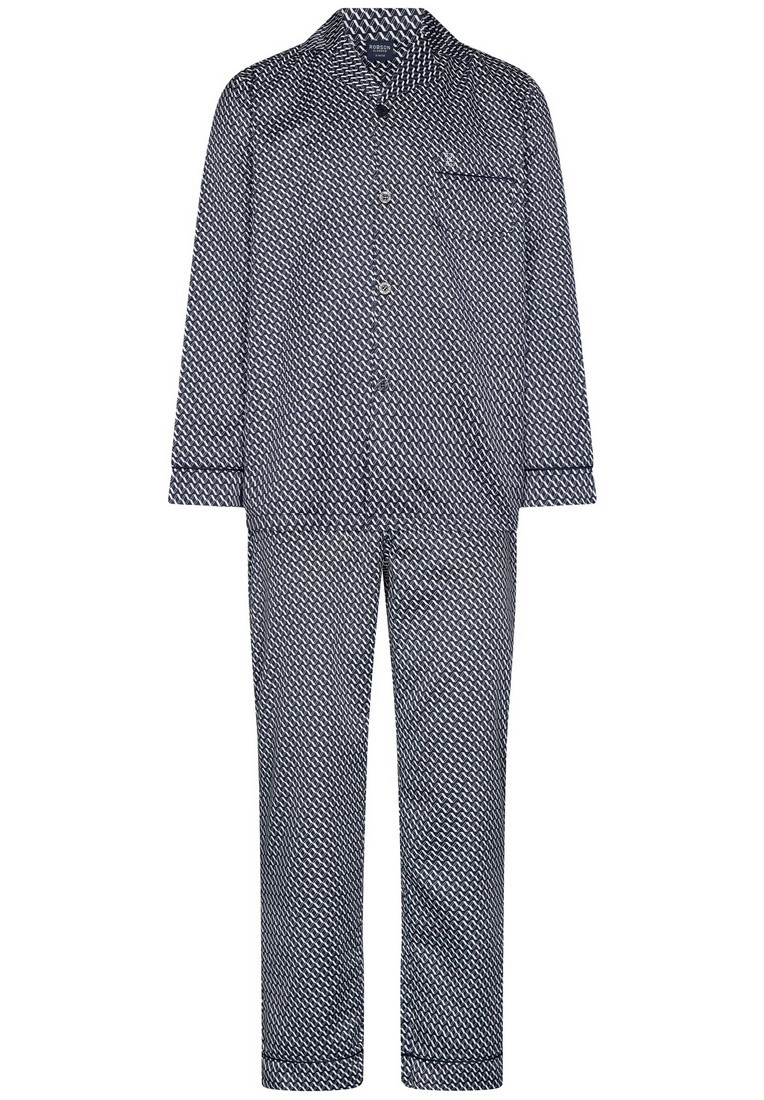 Robson doorknoop pyjama satijn blauw 