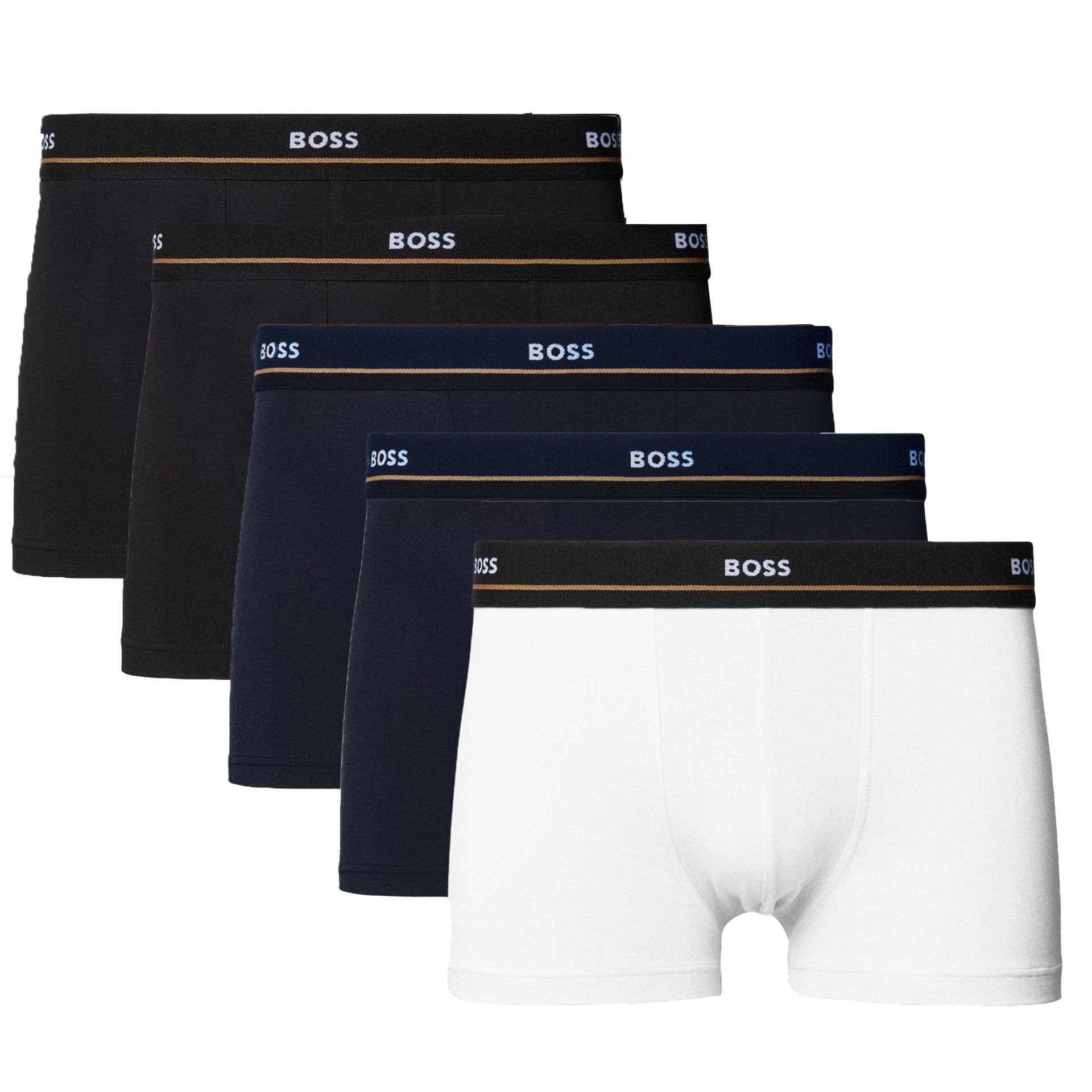 Boss boxershorts-trunk 5-pack blauw-zwart-wit