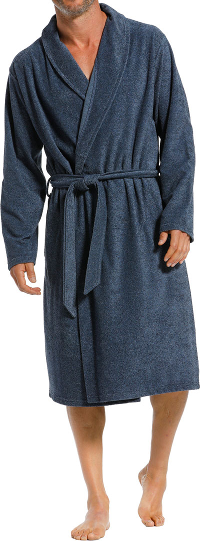 Pastunette badjas met shawlkraag blauw