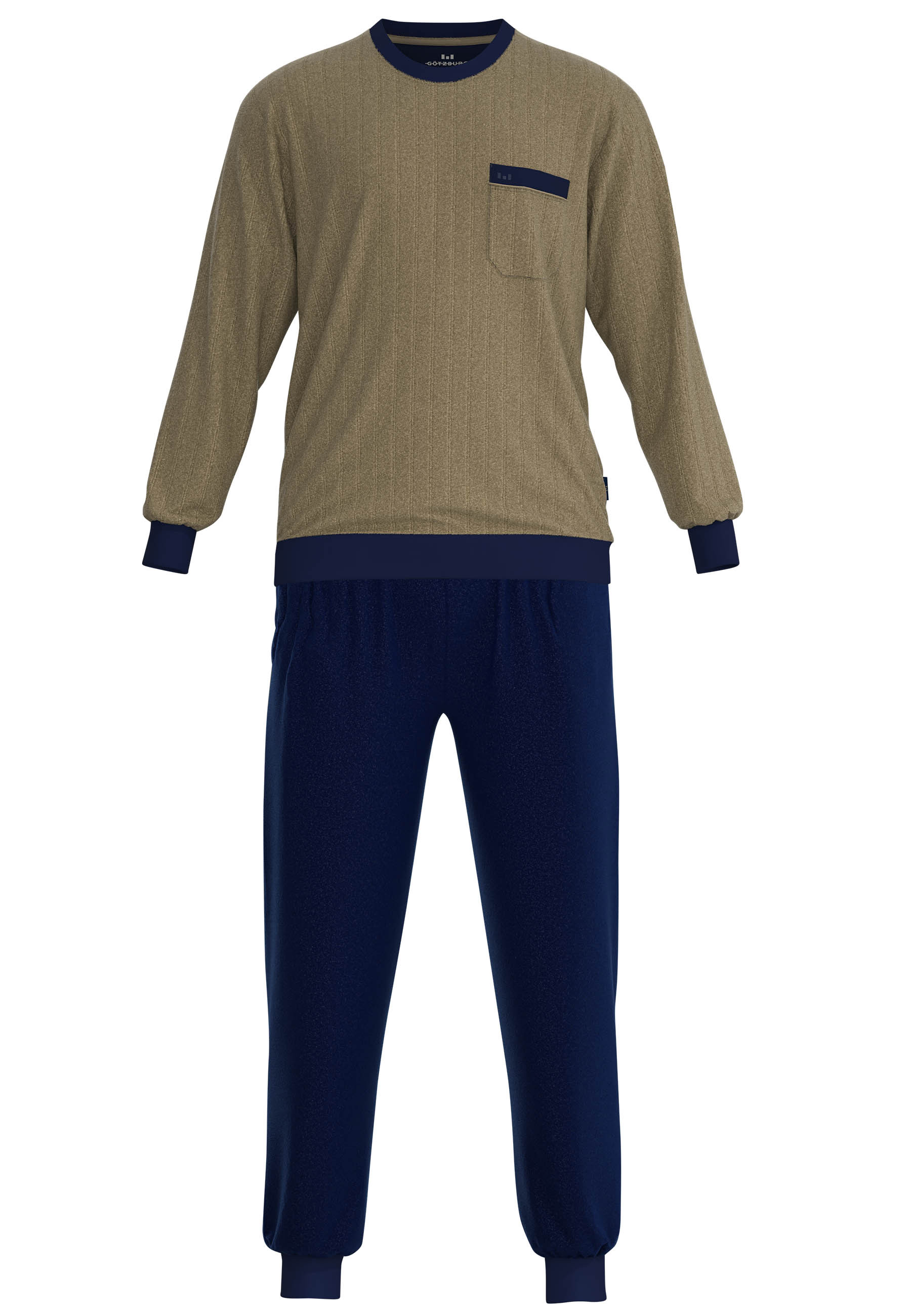 Gotzburg badstof pyjama bruin blauw