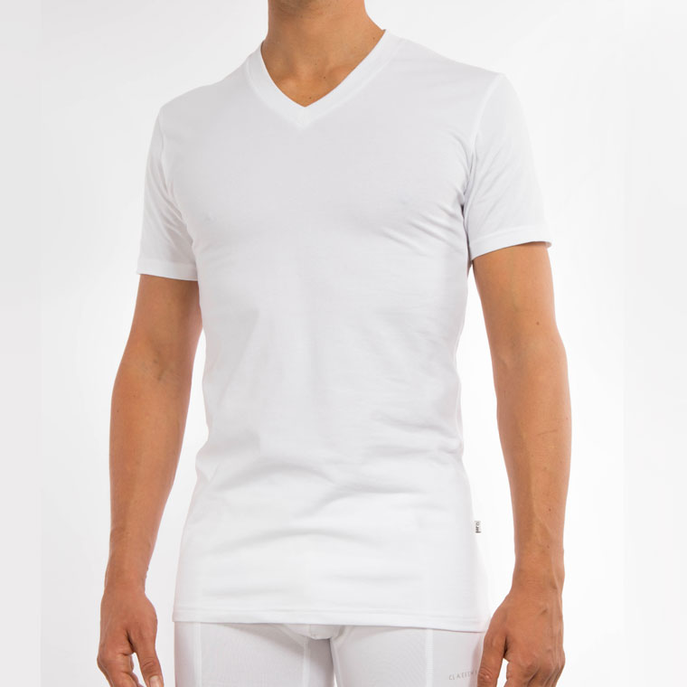 Claesens T-shirts met V-hals wit CL1023