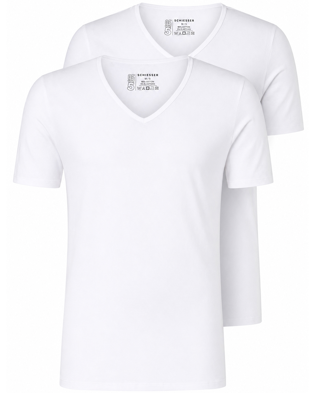 Schiesser T-shirt 95/5 met V-hals 2-pack wit