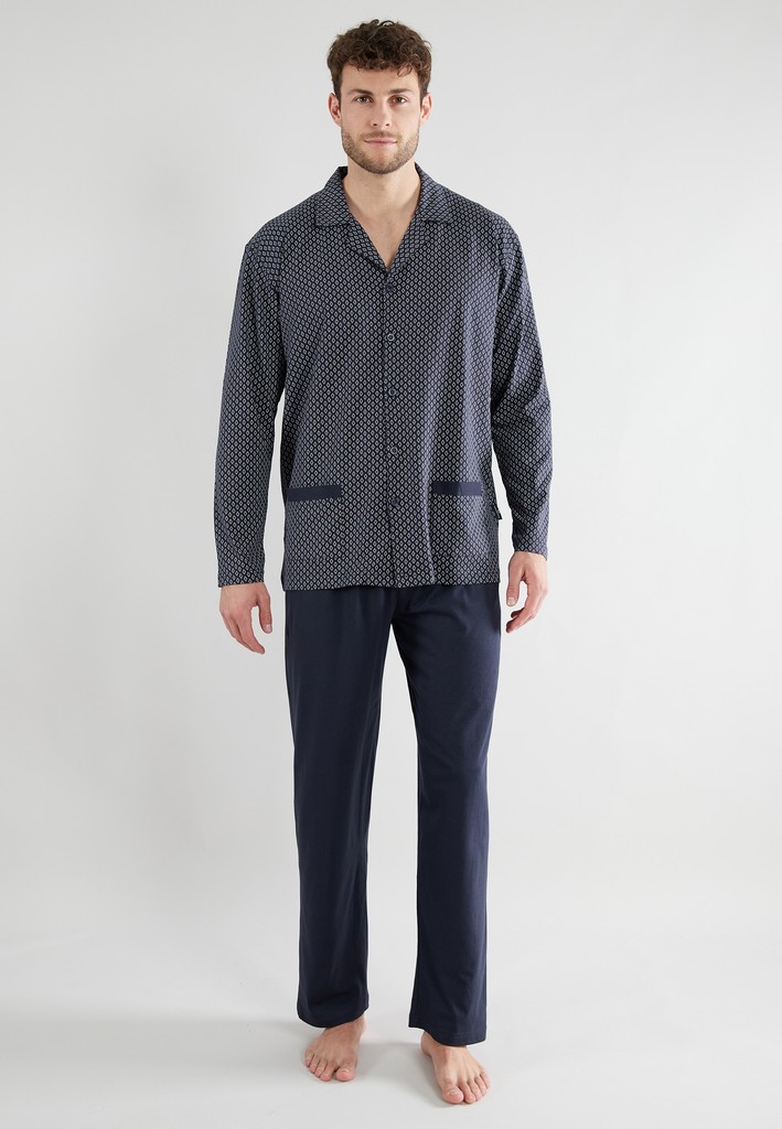 Gotzburg Doorknoop pyjama Manthattan blauw