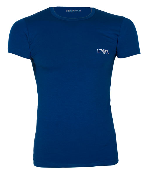 Armani EA T-shirts logo print 2-pack blauw voorkant