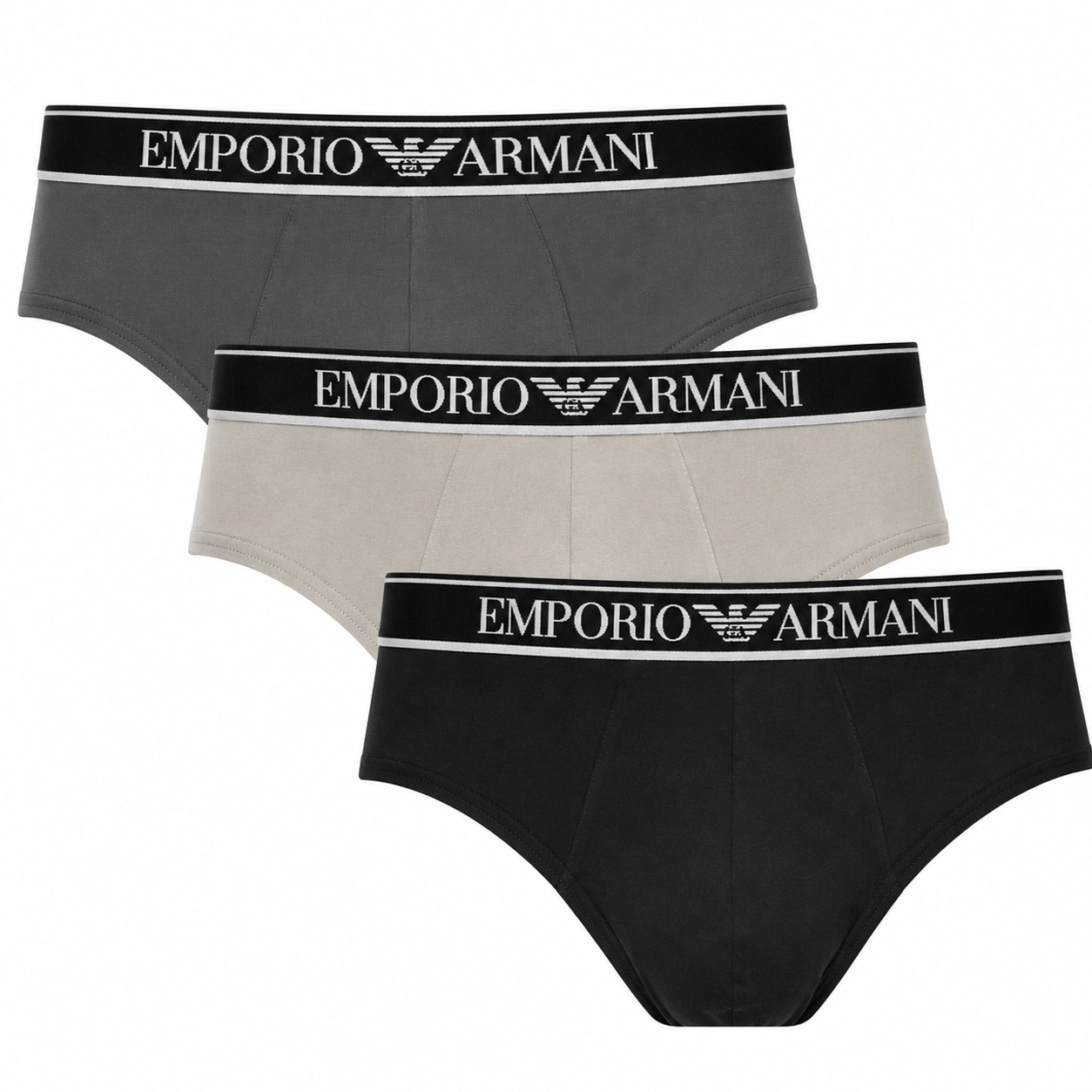 Armani Herenslips 3-pack met logoband grijs - zwart
