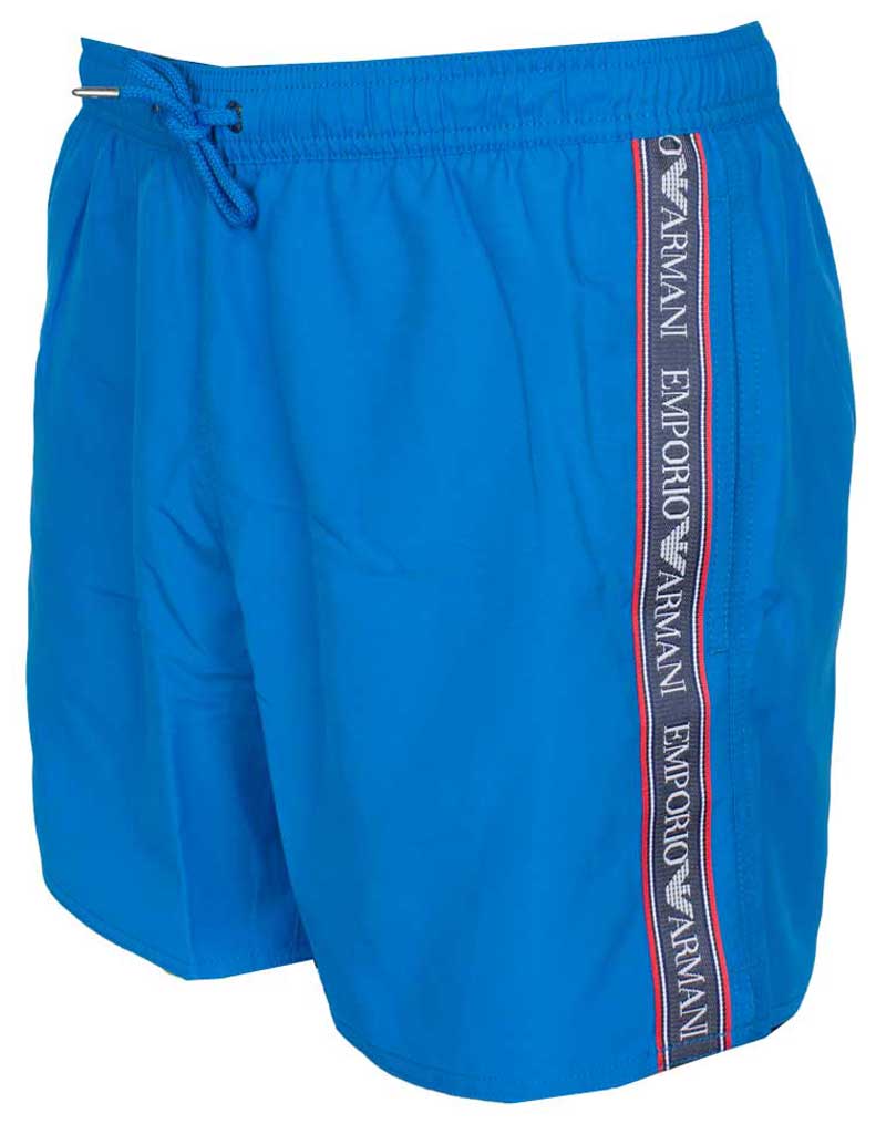 Armani zwembroek blue logo zijkant