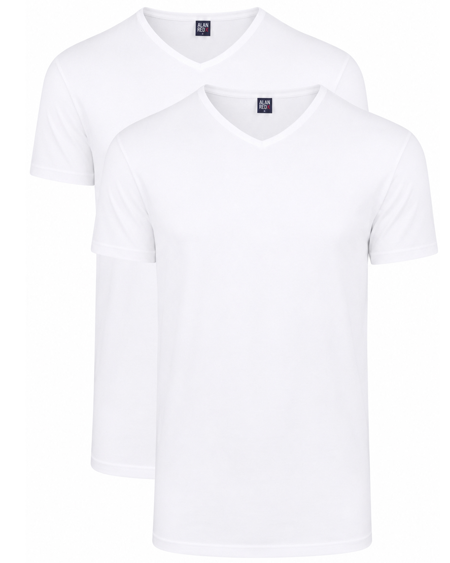 Alan Red Vermont  T-shirts extra lang 2-pack wit