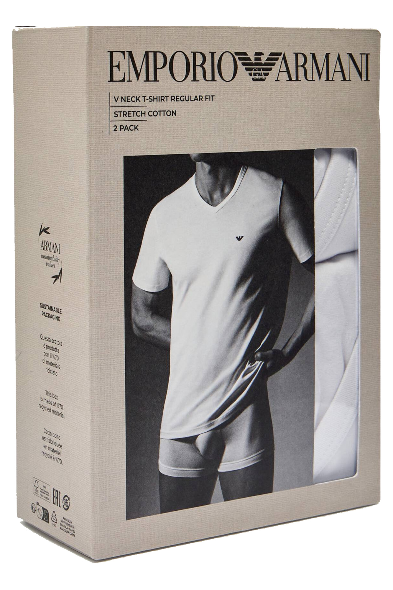 Armani T-shirts met V-hals 2-pack wit