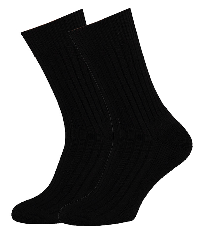Angro wollen sokken met badstof zool zwart