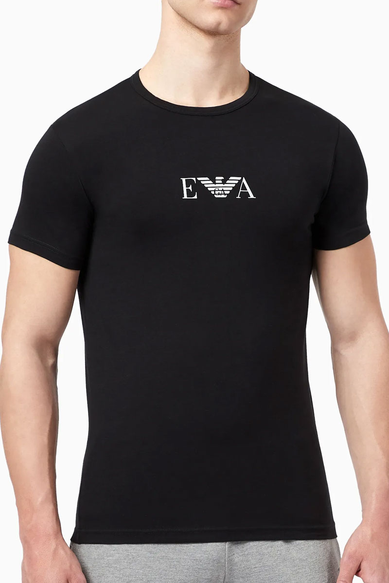 Armani T-shirt stretch 2-pack EA logo zwart