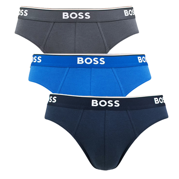 Boss 3-pack slips Power blue-grijs-blauw