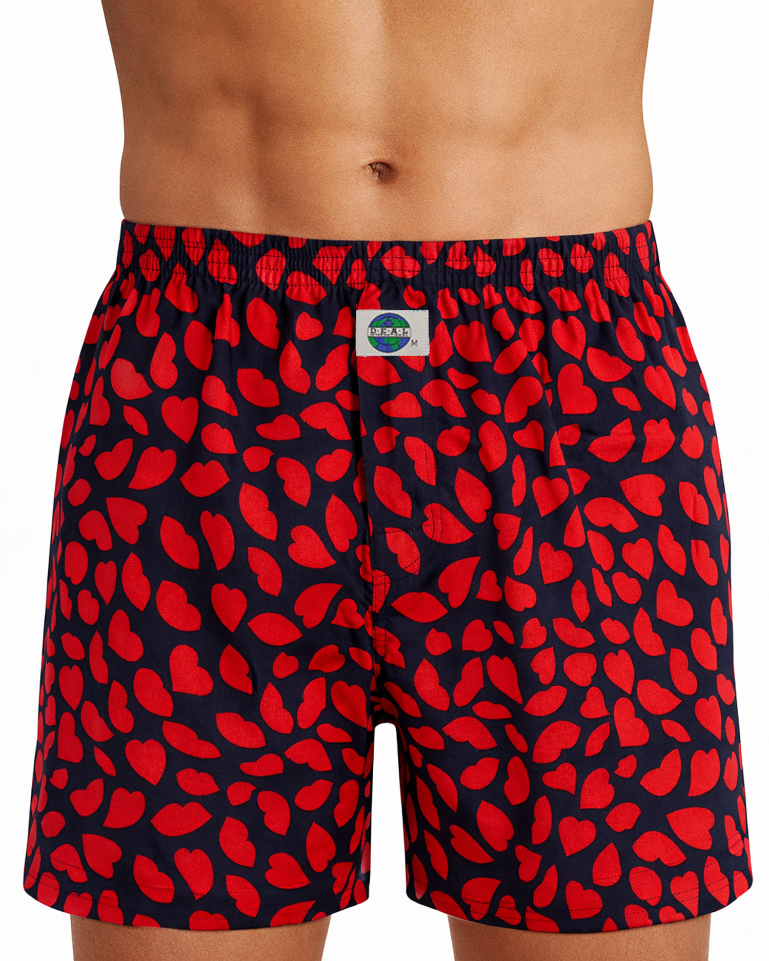 Deal Boxer donkerblauw heart/kiss printje