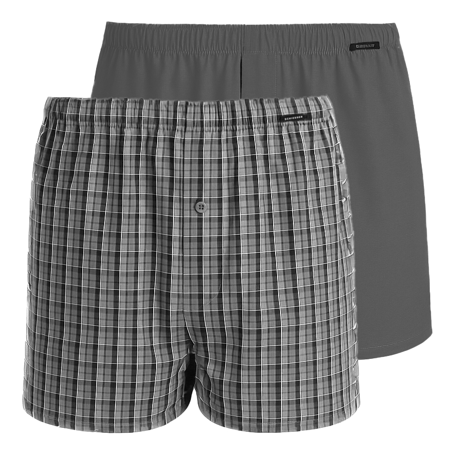 Schiesser Boxers met ruit 2-pack grijs