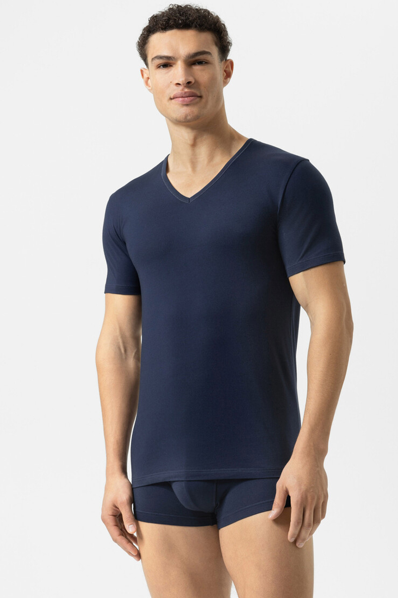 Mey dry cotton T-shirt V-hals blauw