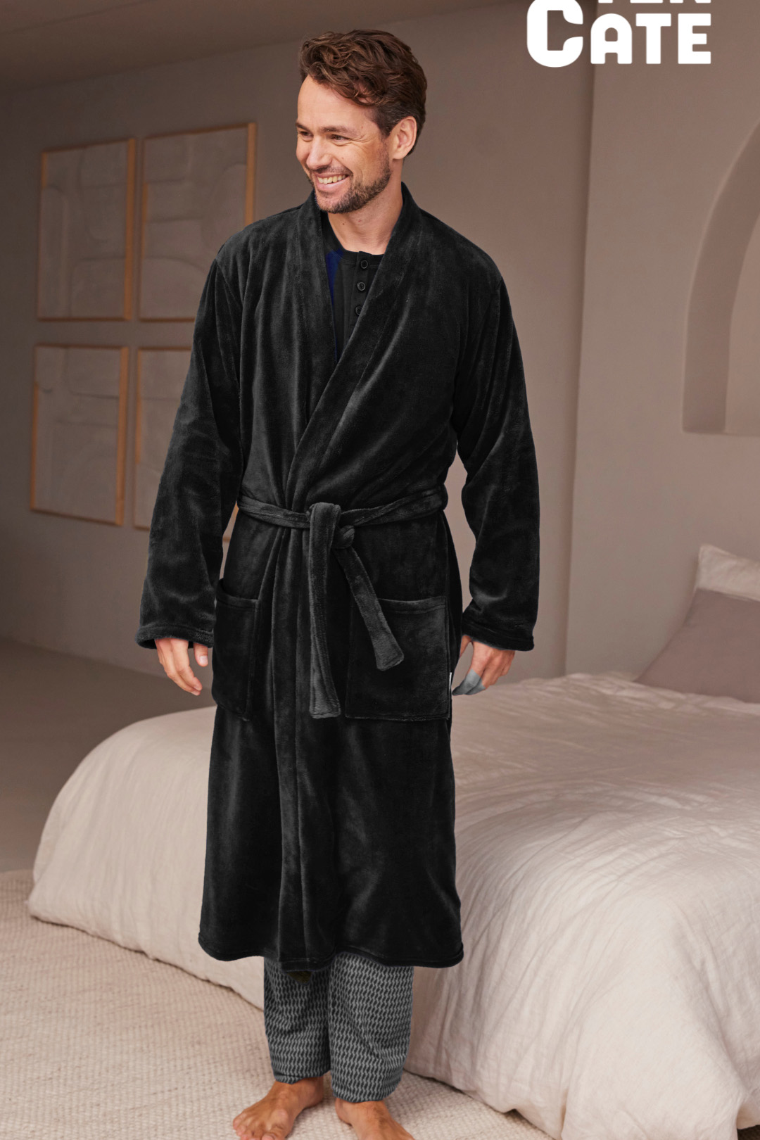 Ten Cate badjas kraag zwart