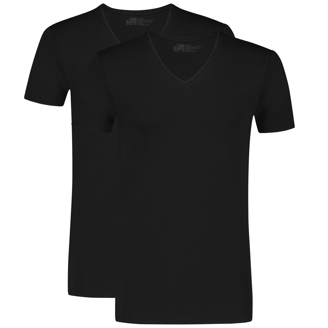 Ten Cate basics V-hals stretch shirt 2-pack zwart