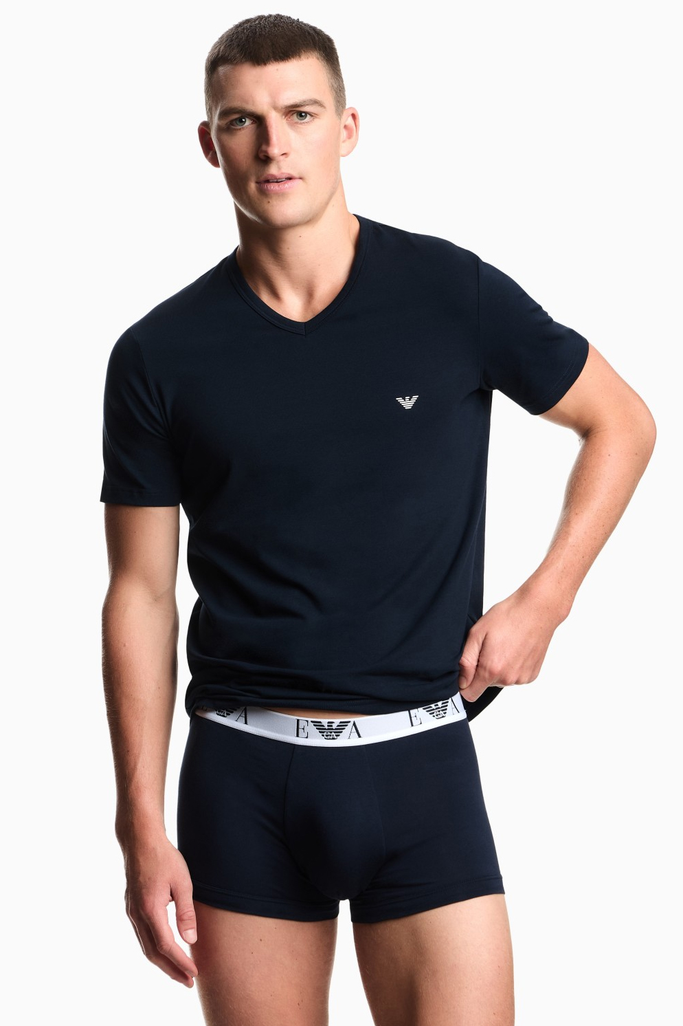 Armani T-shirts met V-hals 2-pack blauw