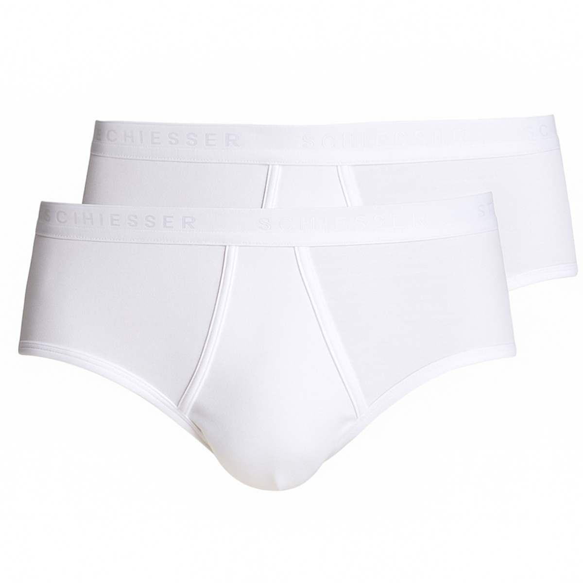 Schiesser Sportslip met gulp original feinrib 2-pack wit 