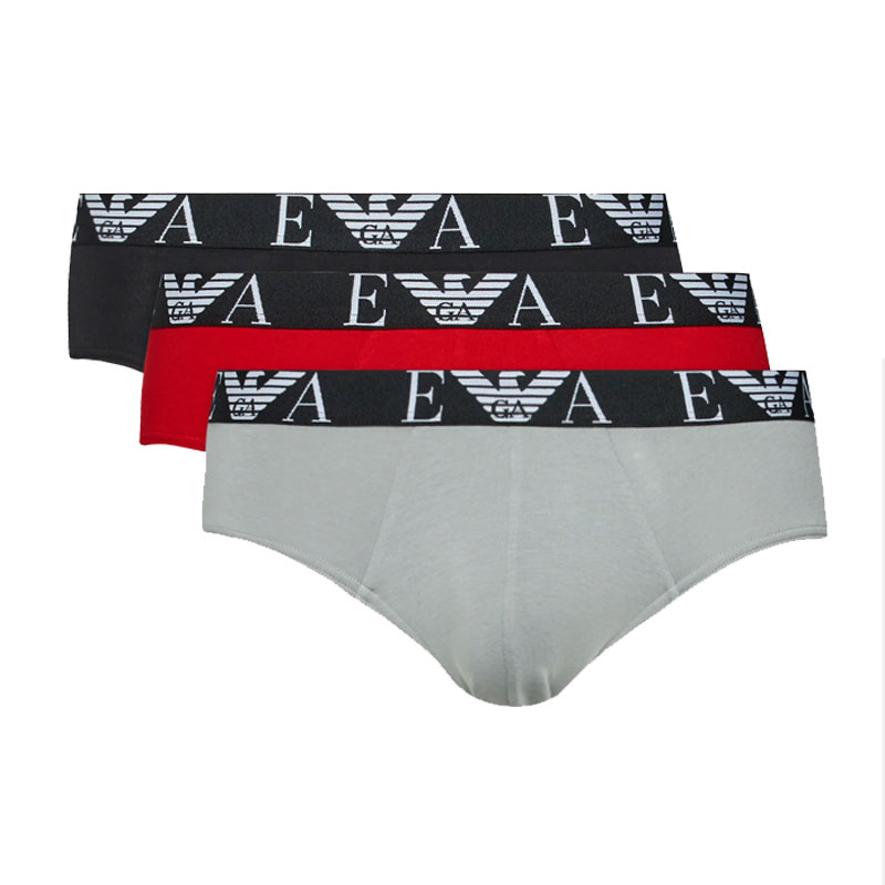 Armani slips 3-pack rood-grijs-zwart
