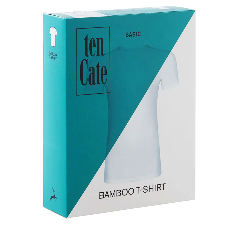 Ten Cate Bamboe T-shirt wit voorkant V-hals verpakking