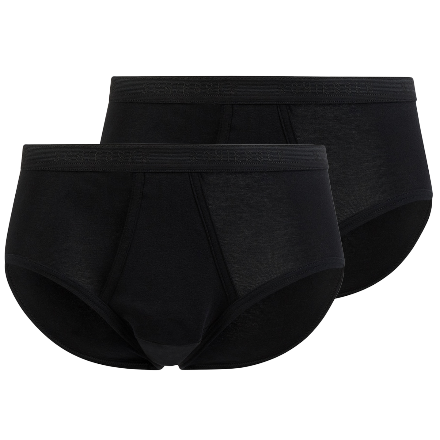 Schiesser Sportslip met gulp original feinrib 2-pack zwart