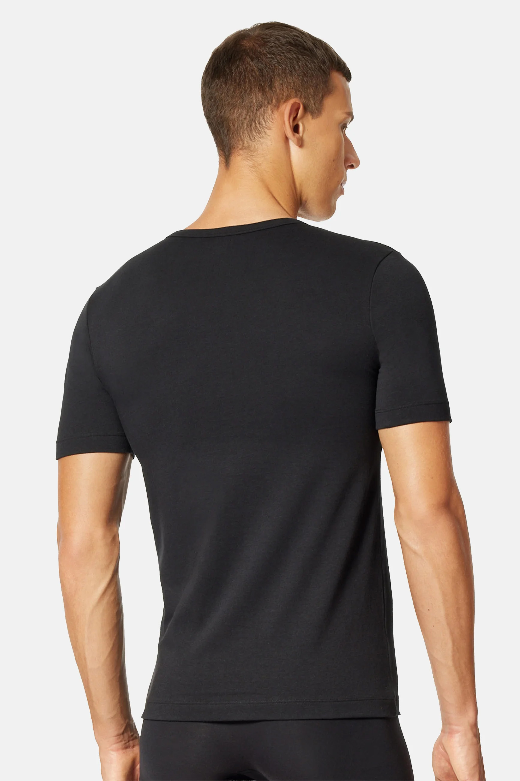 Schiesser T-shirt V-hals Uncover 4-pack zwart