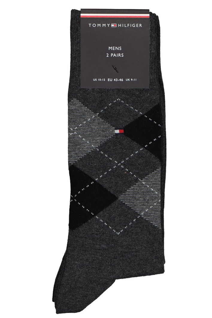 Tommy Hilfiger sokken 2-paar ruit antraciet