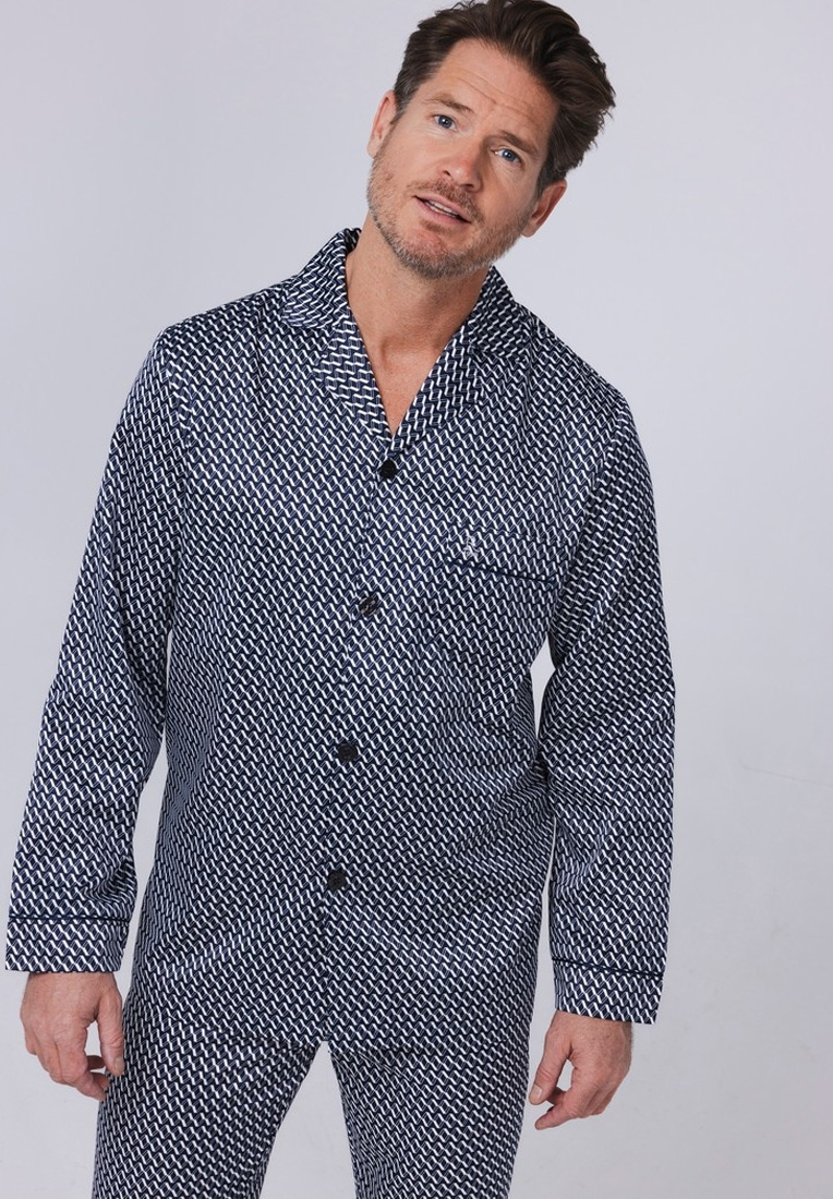 Robson doorknoop pyjama satijn blauw 