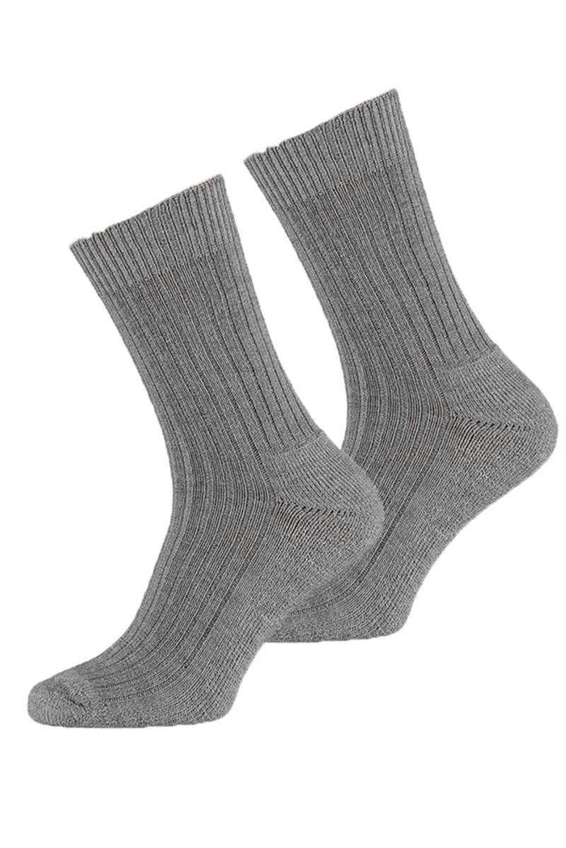Warme werk sokken met badstof zool grijs