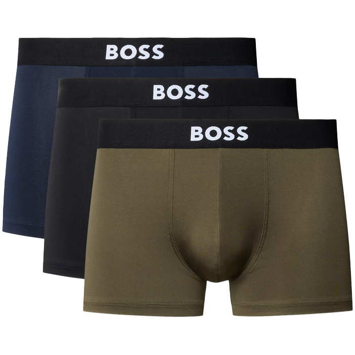 Boss One microfiber boxer/trunk 3-pack zwart/blauw/groen