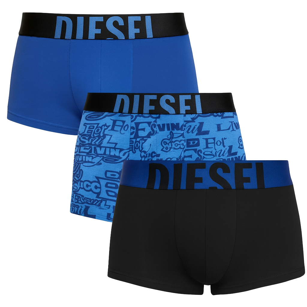Diesel Boxershort Damien 3-pack blauw-zwart